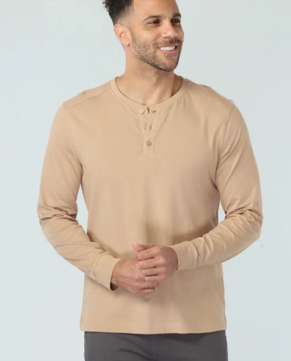 Vustra NWT Long Sleeve Henley Beige Size XL Organic Cotton